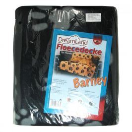 Deka pro psy fleece Barney Černá s šed. tlapkami TR