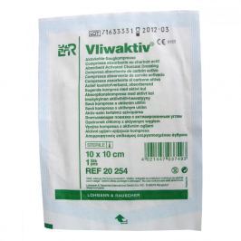 Vliwaktiv 10x10cm sterilní krytí s aktivním uhlím 20ks
