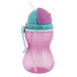 CANPOL BABIES Láhev sportovní se slámkou růžová 370 ml