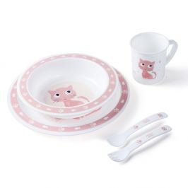 CANPOL BABIES Plastová sada s příborem CUTE ANIMALS kočička