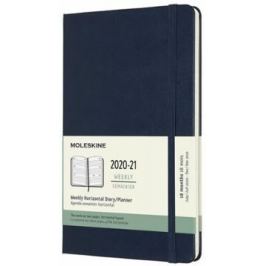 Moleskine: Horizontální diář 2020-2021 tvrdý modrý L