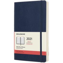 Diář Moleskine 2021 denní měkký modrý L