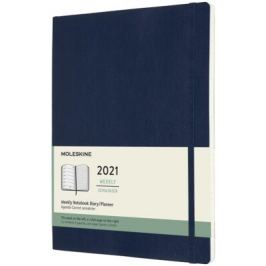 Plánovací zápisník Moleskine 2021 měkký modrý XL