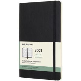 Horizontální týdenní diář Moleskine 2021 měkký černý L